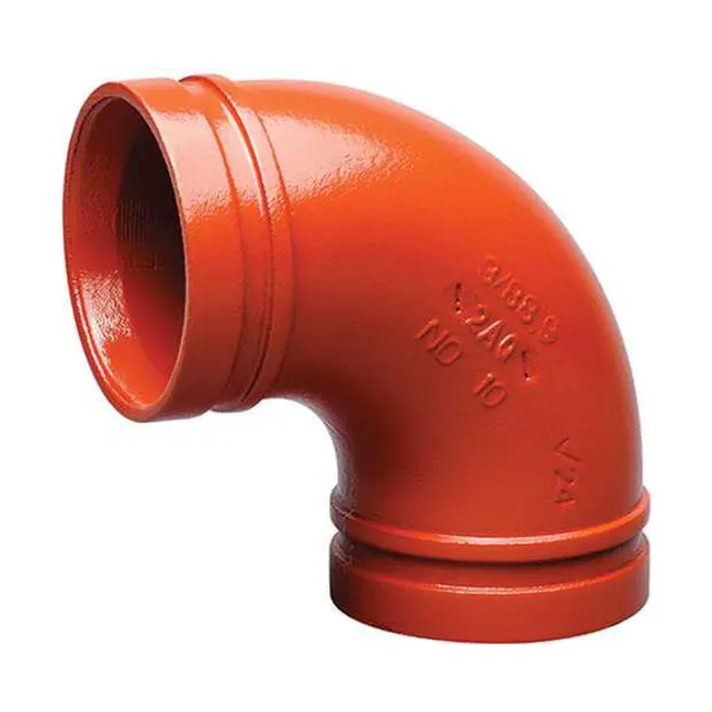 A red grooved elbow for fire-fighting lines